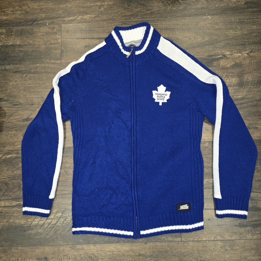 Maple Leafs NHL Blue and White Zip-Up Sweater